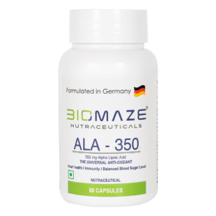 Biomaze Nutraceuticals ALA-350, Alpha Lipoic Acid 350mg – Supports Antioxidant Health | Vegetarian Capsules